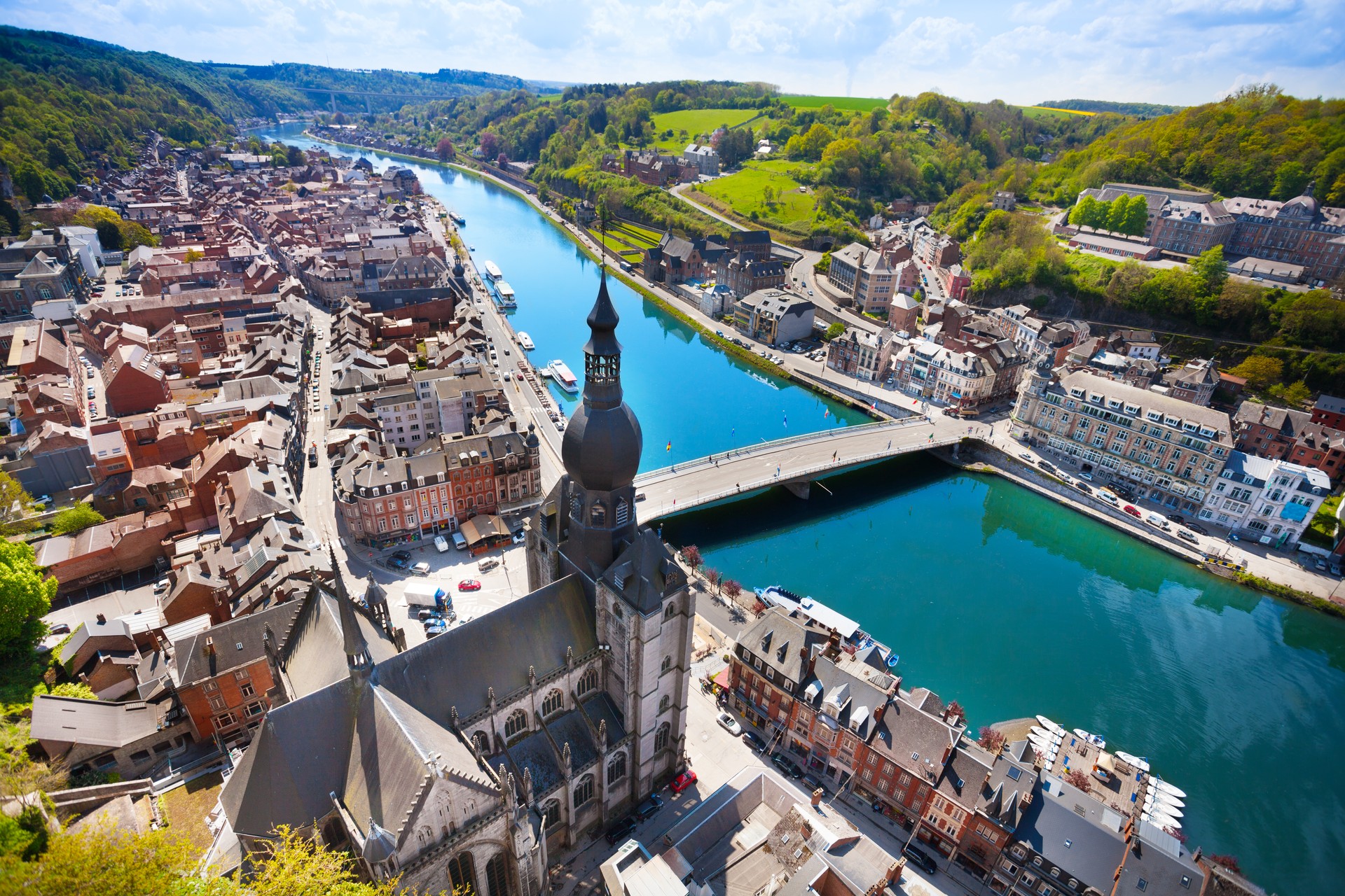 The top view of Pont Charles de Gaulle bridge, Belgium